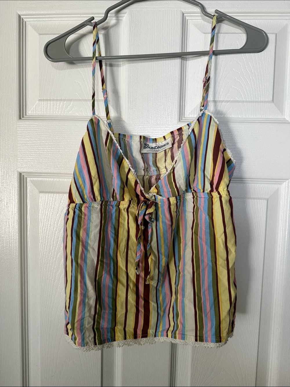 No Boundaries Yellow Multi-Color Striped Spaghetti Strap Tank